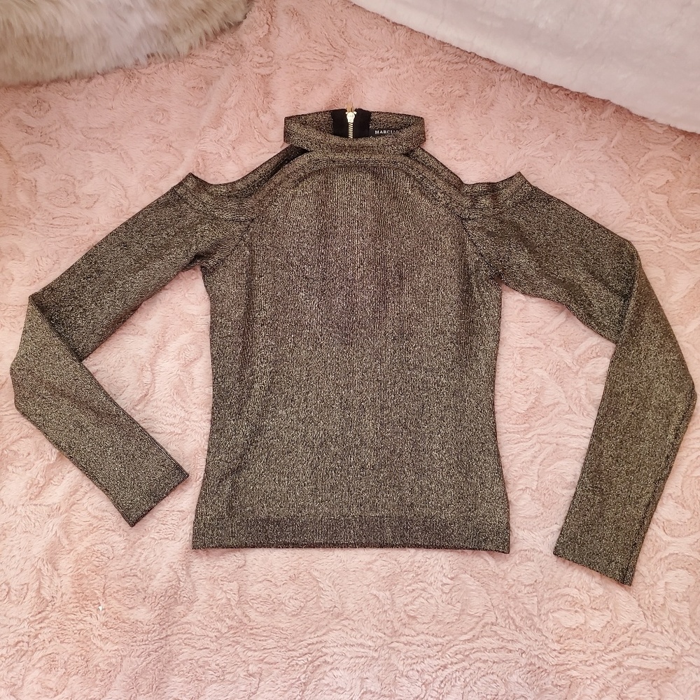 MARCIANO KNOCKOUT METALLIC COLD SHOULDER SWEATER - Picture 3 of 5